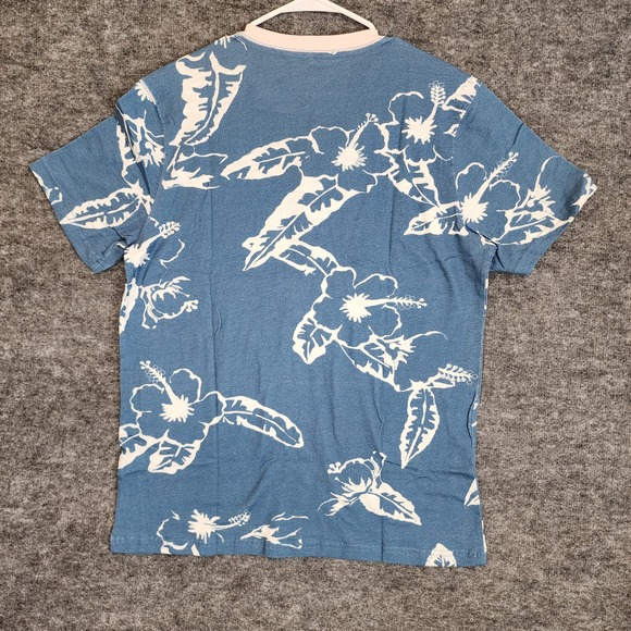 NWT Chubbies Henley Shirt Mens Large Blue‎ White Easy Breezy Floral Print Casual - Picture 5 of 10